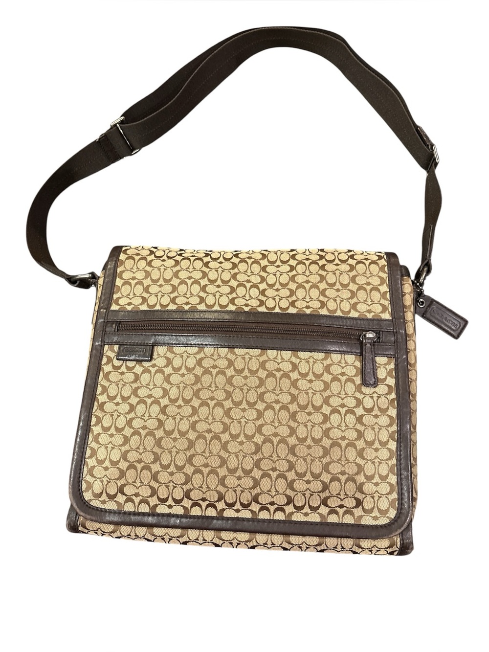 Coach Canvas Crossbody Messenger in Beige and Brown